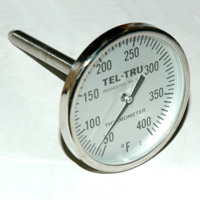 Dial Thermometer, 1/4" NPT, 2-1/2" Stem, Temperature Range 50 to 400 F