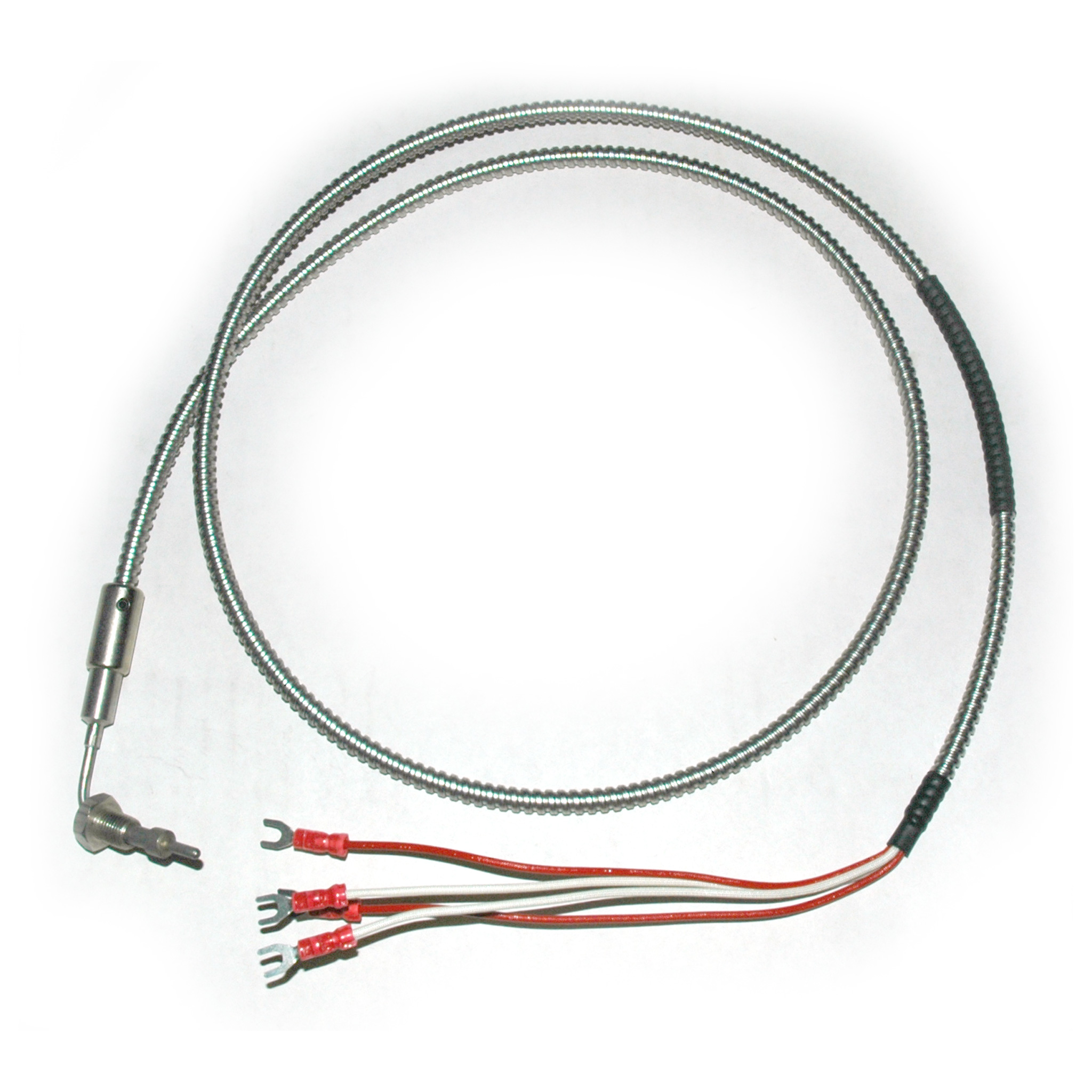 Thermocouple, Direct Melt Style B, Type J, SS Tip, 48" Leads, 3/8"-24 Thread, Grounded - Image 1