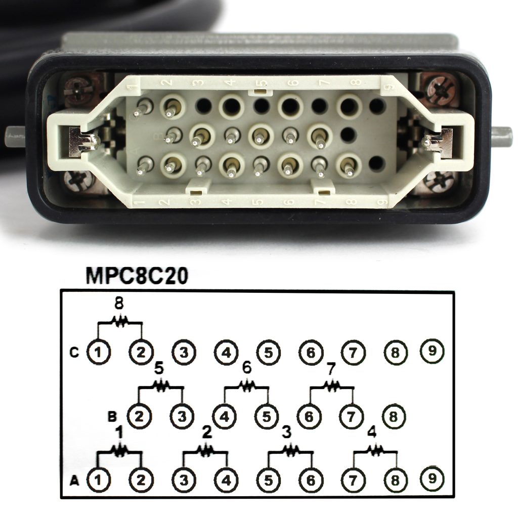 Mold Power Cable for 8-Zone Mold Temperature Control System, 20' Length