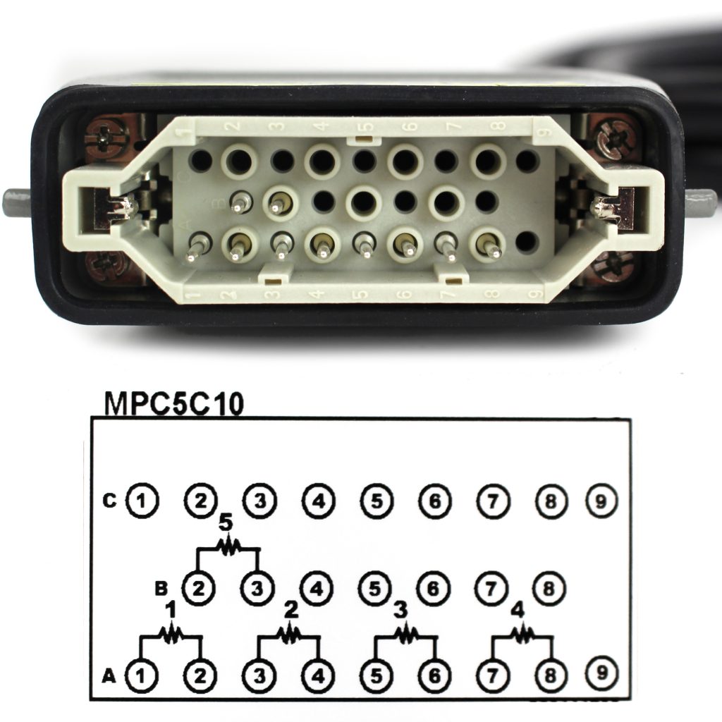 Mold Power Cable for 5-Zone Mold Temperature Control System, 10' Length