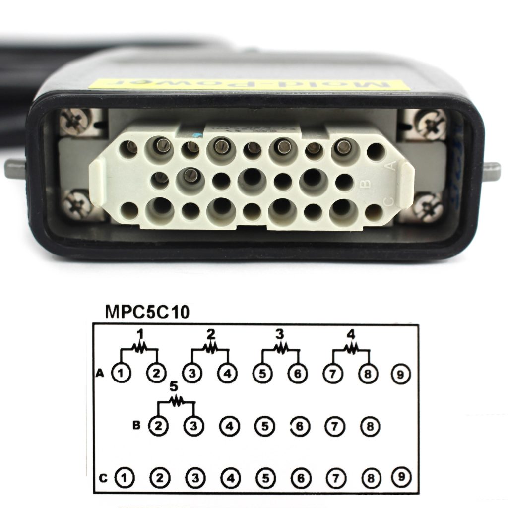 Mold Power Cable for 5-Zone Mold Temperature Control System, 10' Length