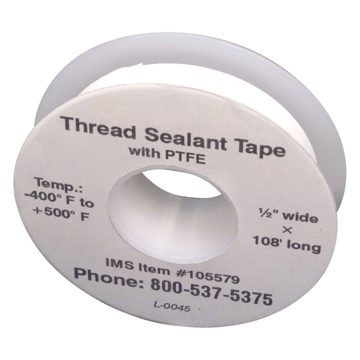 Pipe Thread Tape, 3.5Mils, 1/2" Wide, 36 yds - Image 1