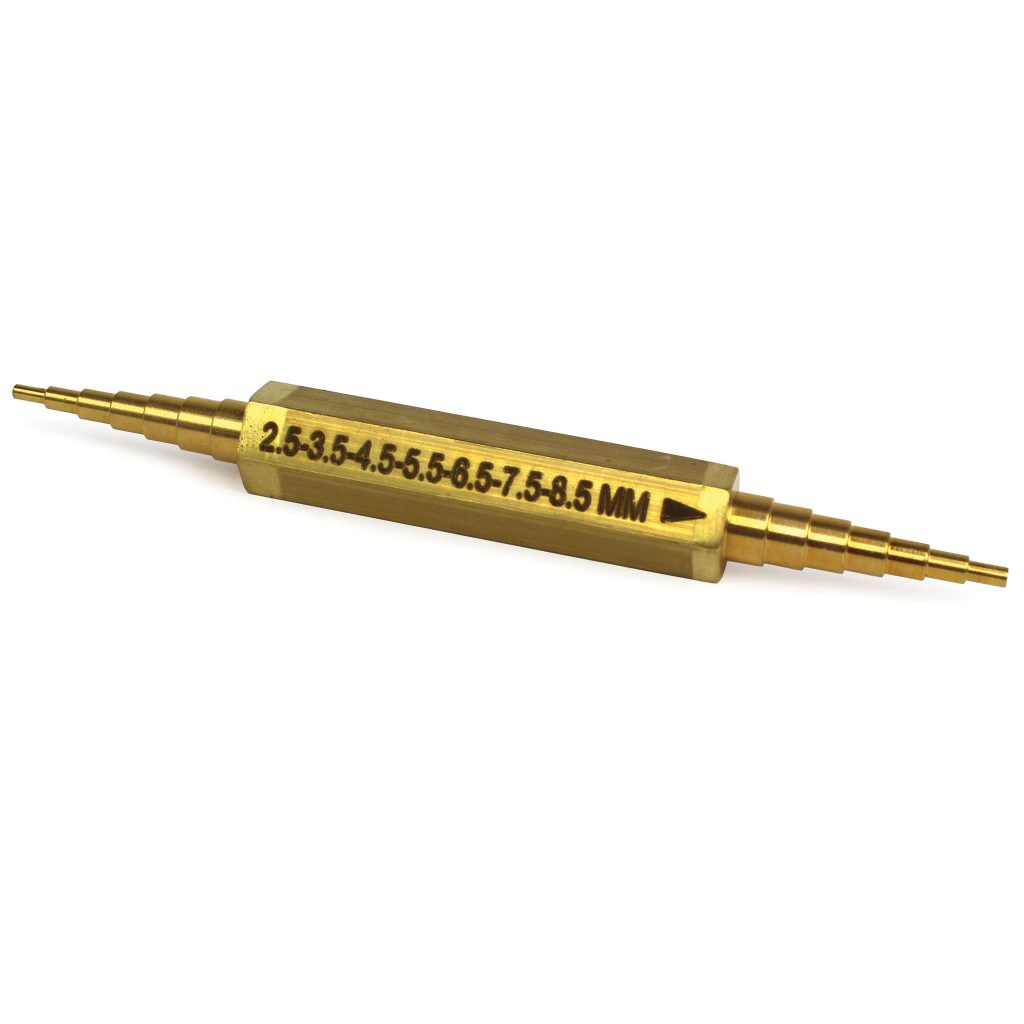 Nozzle Orifice Gauge, 2mm to 8.5mm, Brass