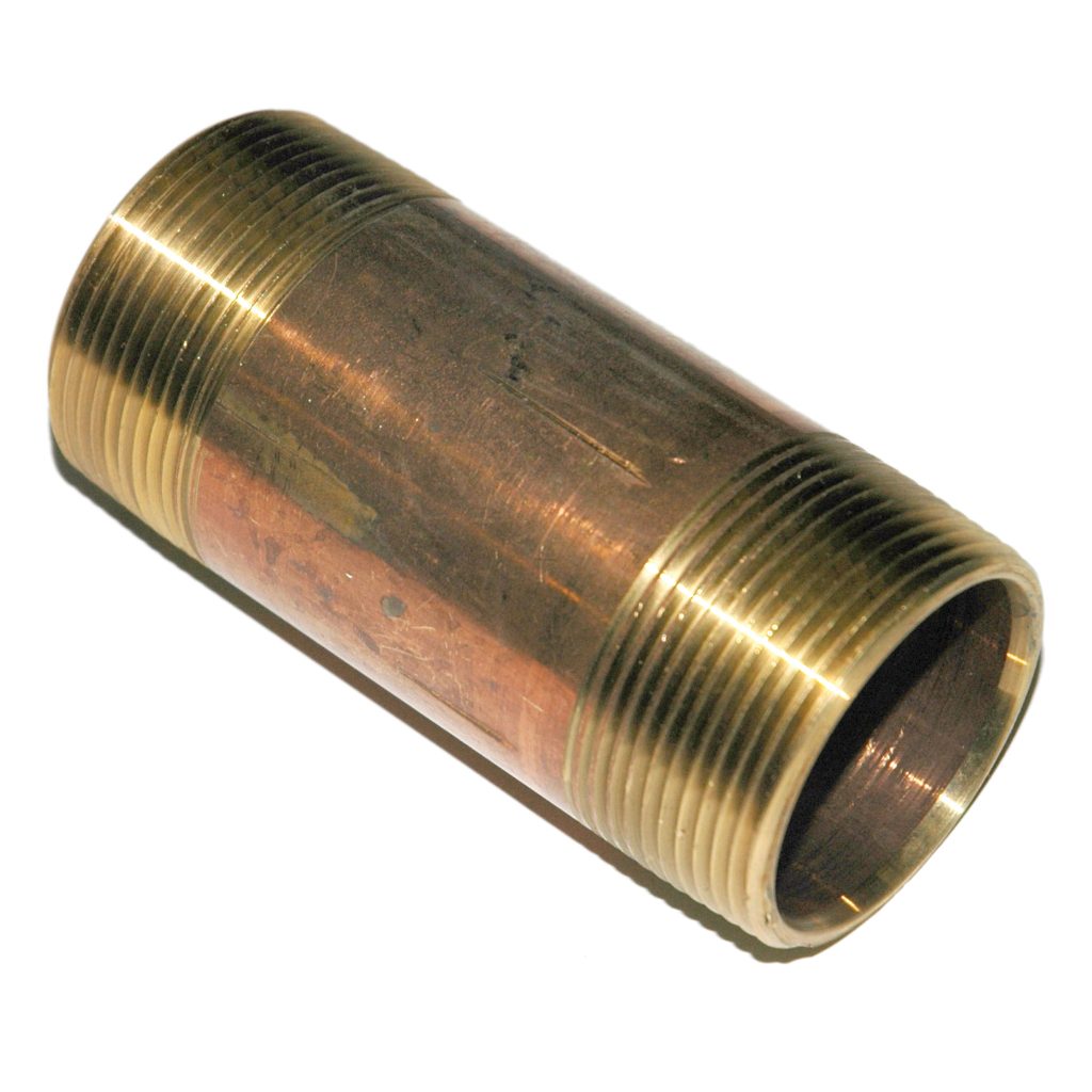 Pipe Nipple, 1-1/2" NPT, 4" Length, Brass
