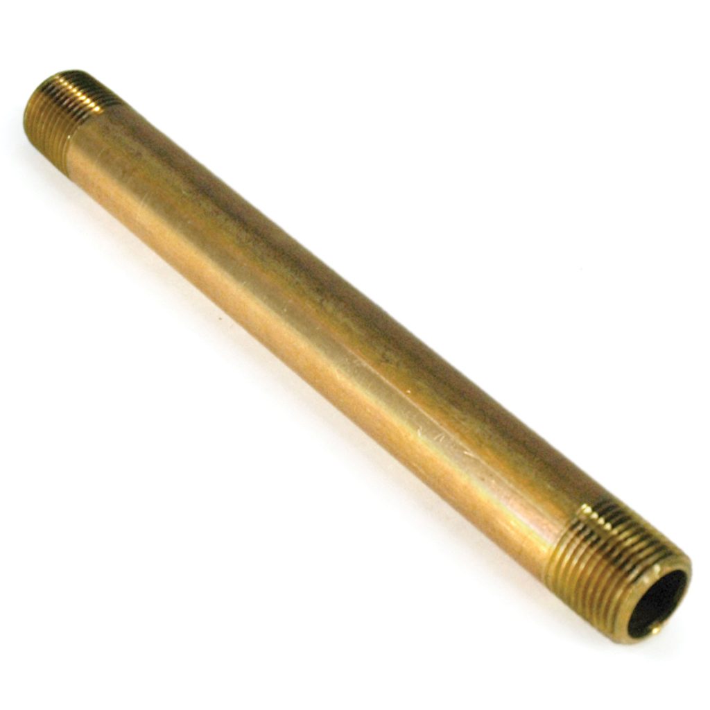 Pipe Nipple, 3/8" NPT, 6" Length, Brass