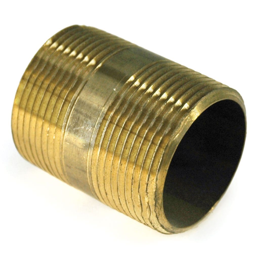 Pipe Nipple, 1-1/4" NPT, 2" Length, Brass