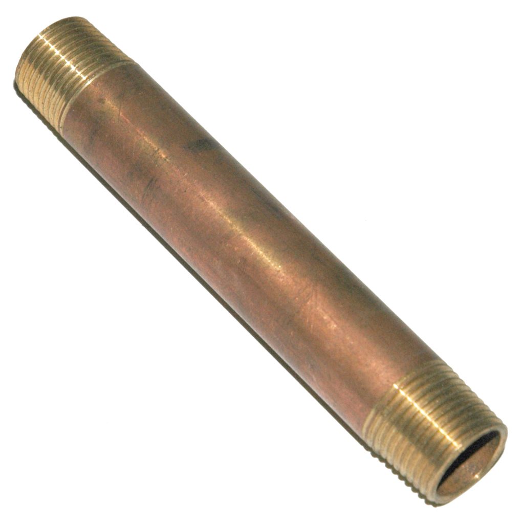 Pipe Nipple, 3/8" NPT, 4" Length, Brass
