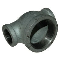 Tee, Reducing, 2" x 1" x 1" NPT, Galvanized Steel