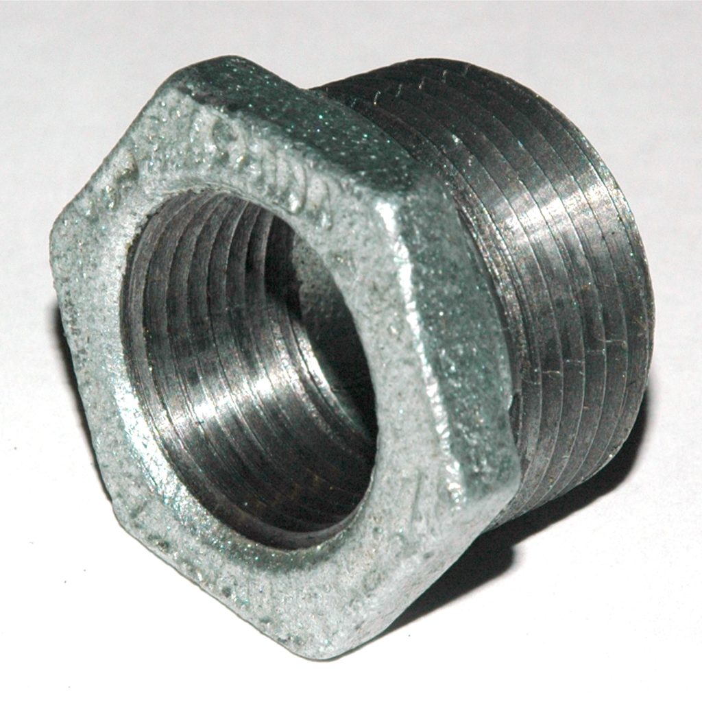 Bushing, Hex, 1" x 3/4" NPT, Galvanized Steel
