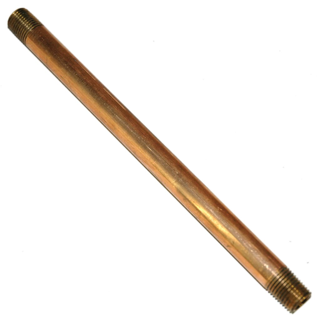 Pipe Nipple, 1/4" NPT, 8" Length, Brass