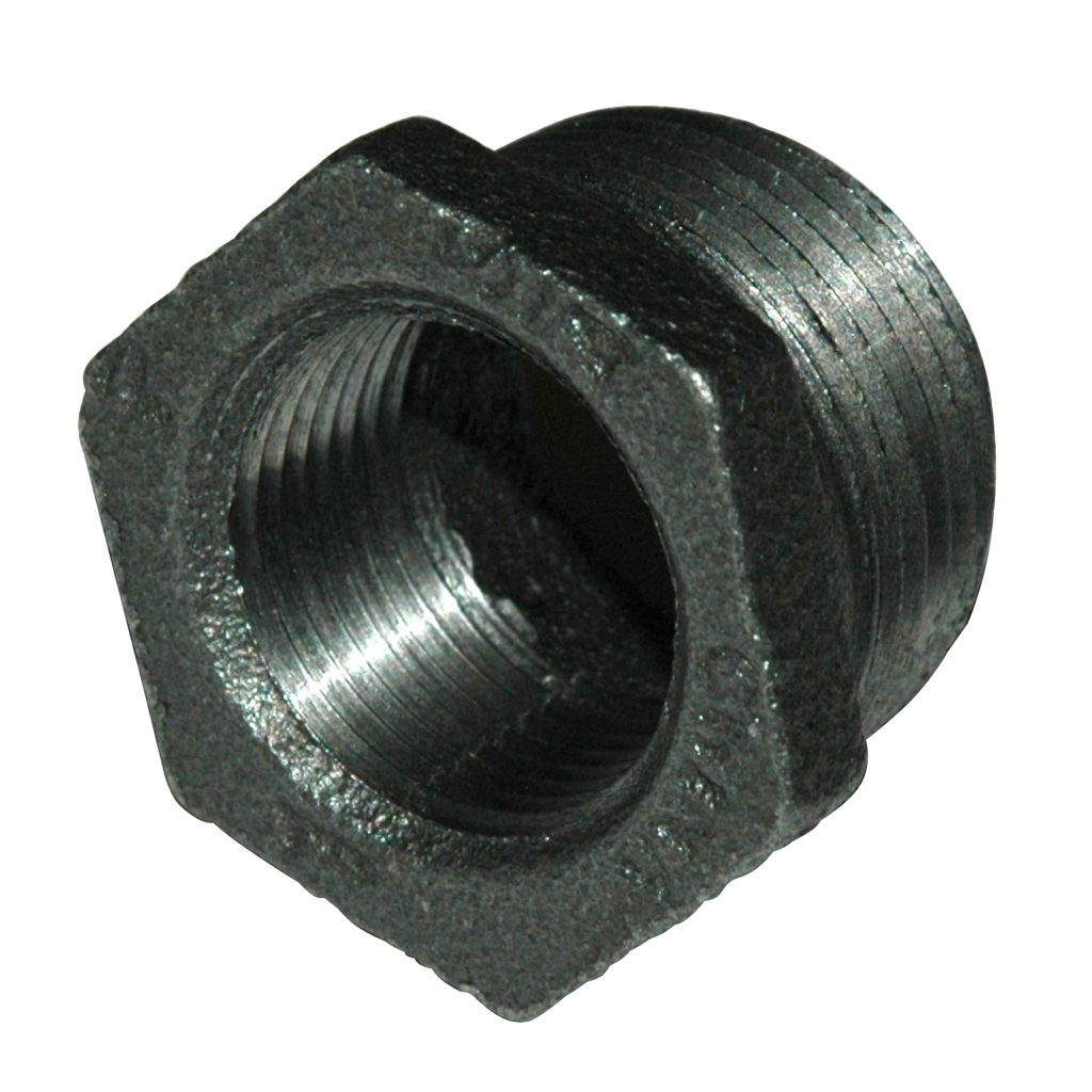 Bushing, Hex, 1" x 3/4" NPT, Black Steel