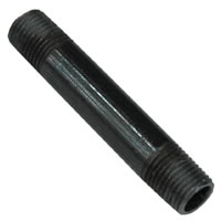 Pipe Nipple, 1/4" NPT, 3" Length, Black Steel