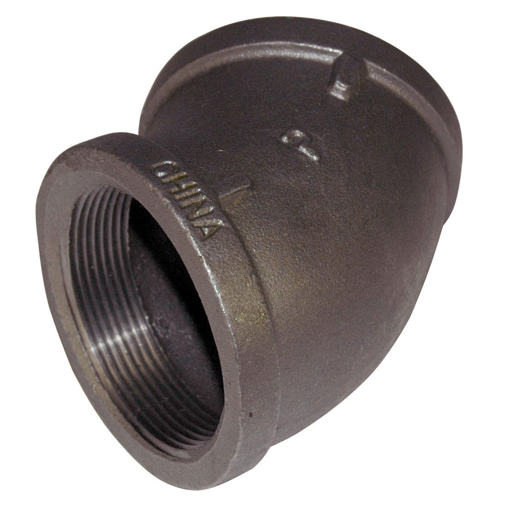 Elbow, Street, 45 Degree, 1/2" NPT, Black Steel