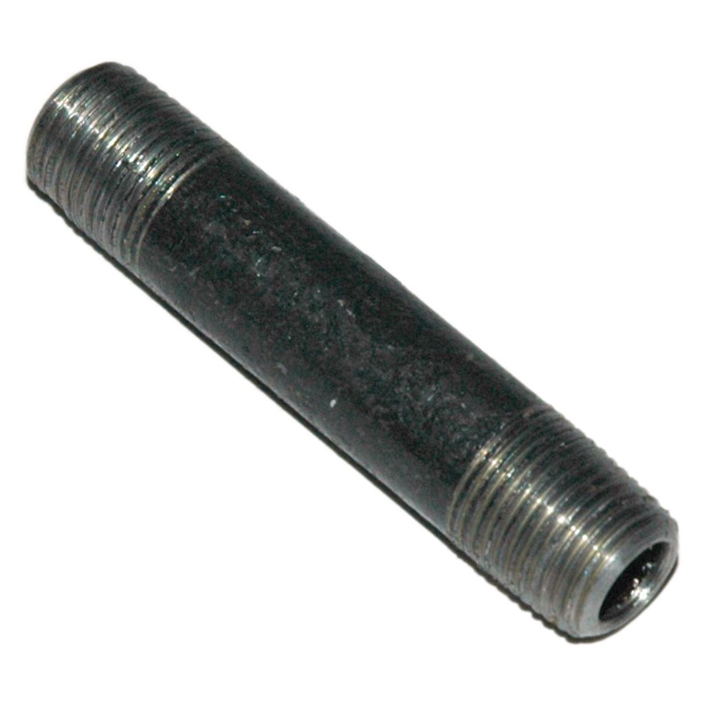 Pipe Nipple, 1/8" NPT, 2" Length, Black Steel