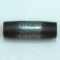 Pipe Nipple, 3/8" NPT, 2" Length, Galvanized Steel
