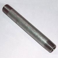 Pipe Nipple, 1/2" NPT, 6" Length, Galvanized Steel