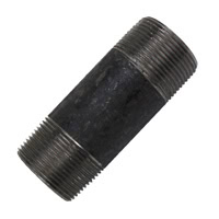 Pipe Nipple, 1-1/4" NPT, 4" Length, Black Steel