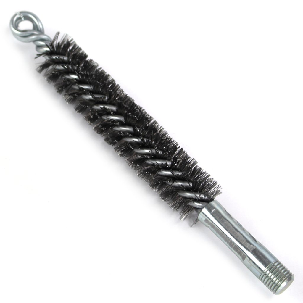 Brush, Heavy Duty Barrel, 25mm OD, High Carbon Steel, Double Stem And Spiral