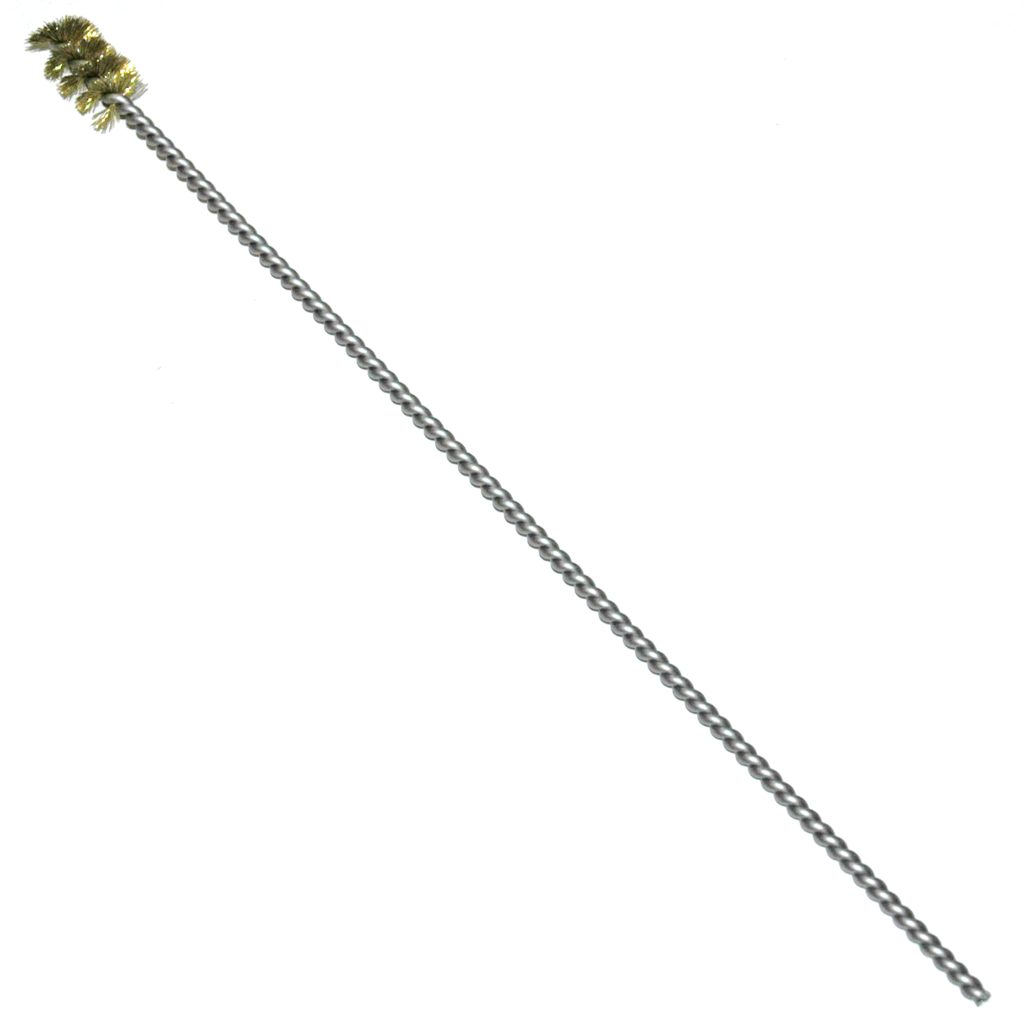 Brass Bristle, Power Driven (Single Spiral) Tube Brush, 5/8" Brush Diameter, 12" Length