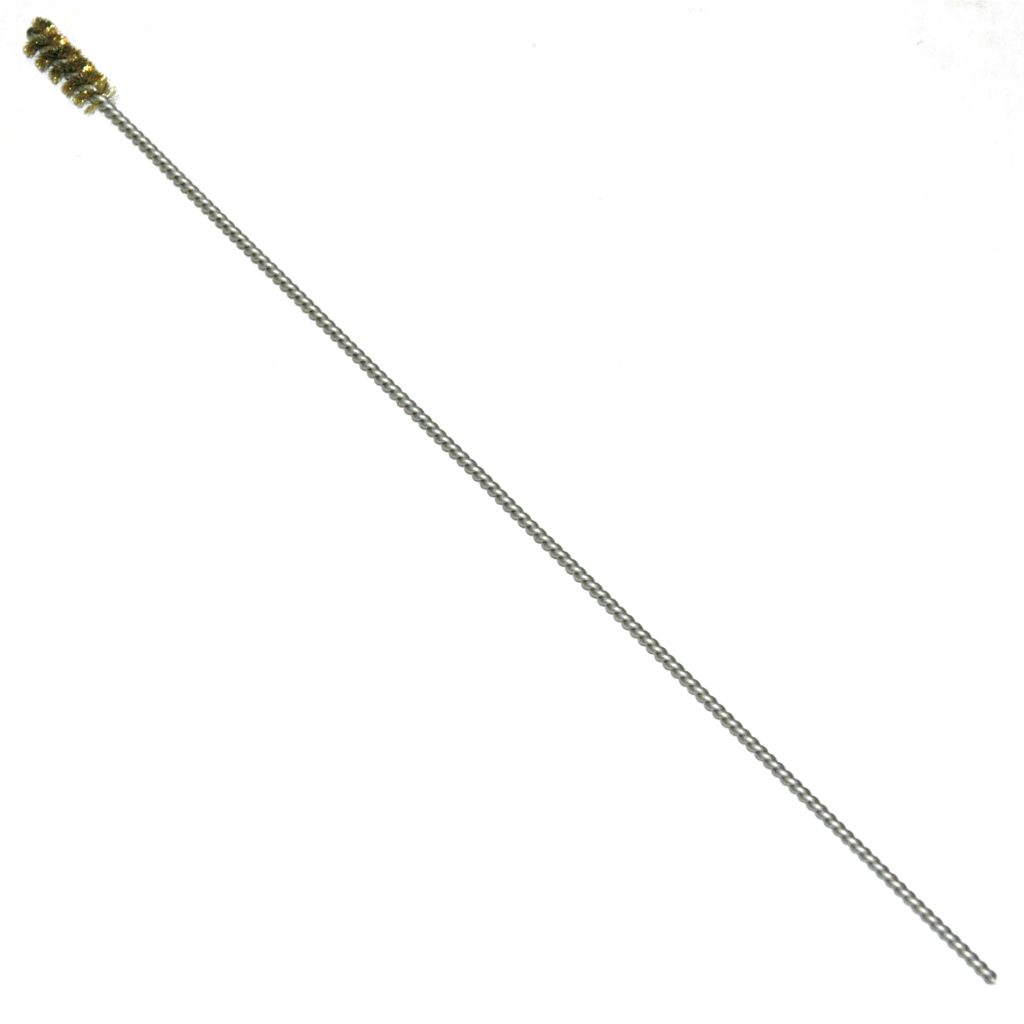 Brass Bristle, Power Driven (Single Spiral) Tube Brush, 3/8" Brush Diameter, 12" Length