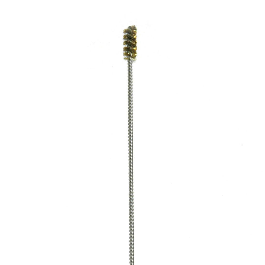 Brass Bristle, Power Driven (Single Spiral) Tube Brush, 3/8" Brush Diameter, 12" Length