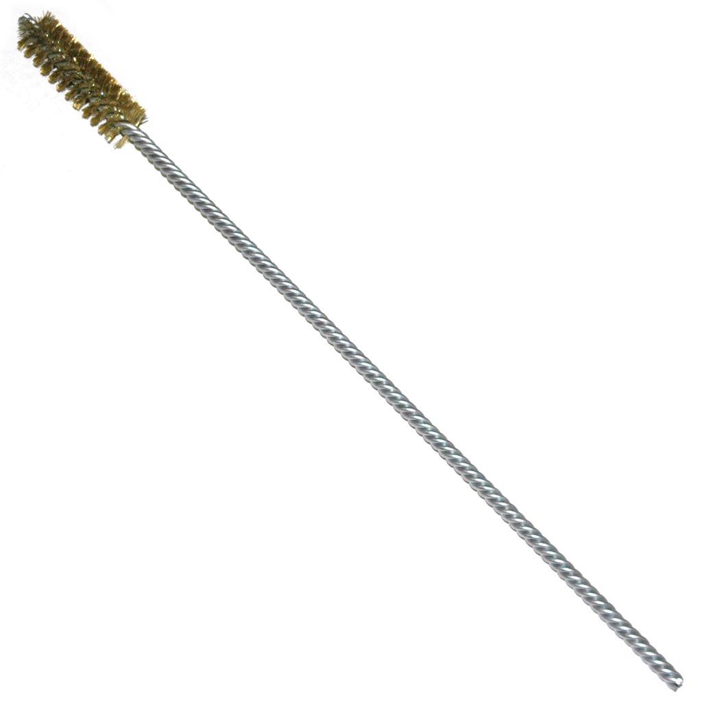 Brass Bristle, Power Driven (Double Spiral) Tube Brush, 5/8" Brush Diameter, 12" Length