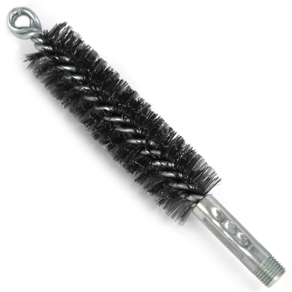 Brush, Heavy Duty Barrel, 32mm OD, High Carbon Steel, Double Stem And Spiral