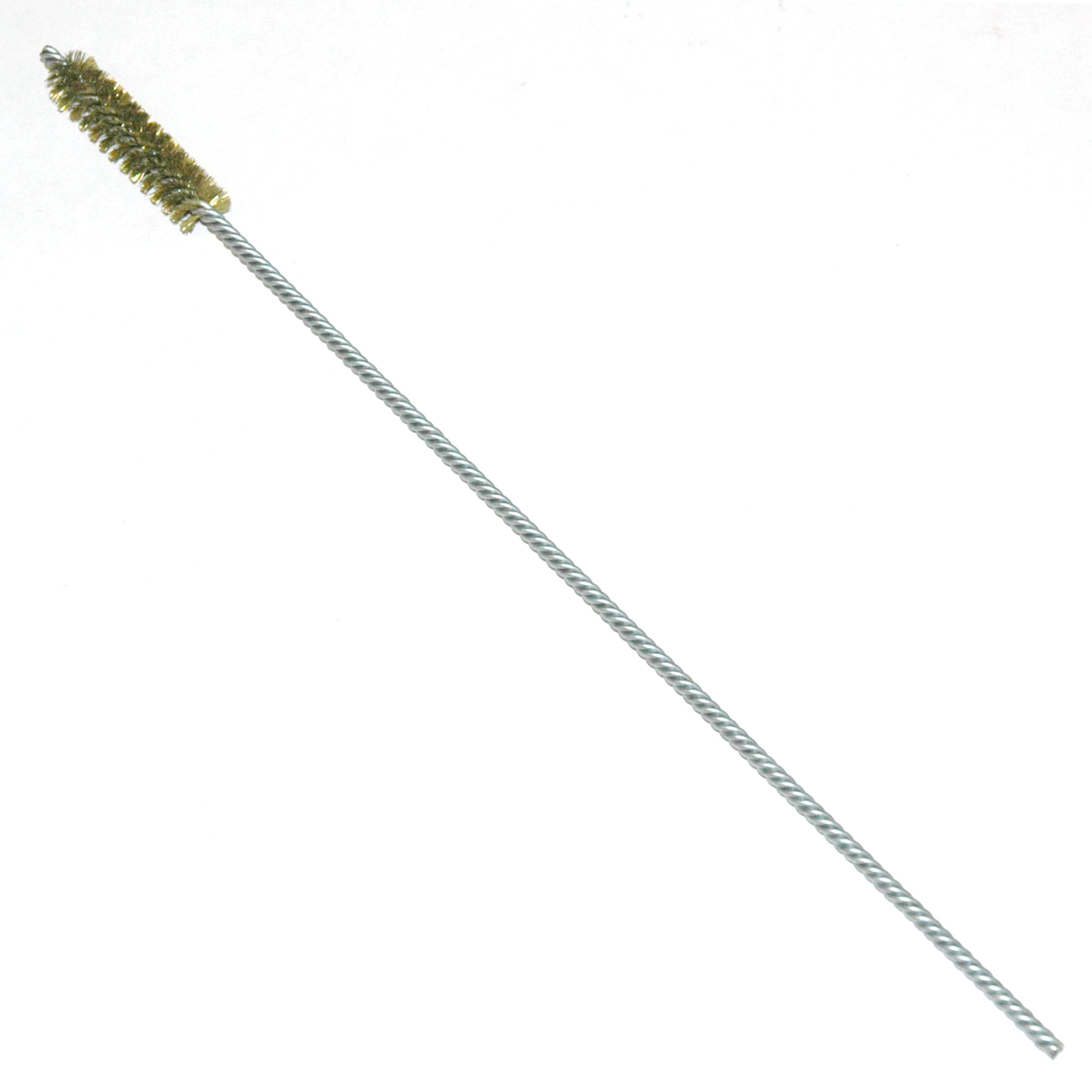 Brass Bristle, Power Driven (Double Spiral) Tube Brush, 1/2" Brush Diameter, 12" Length - Image 1