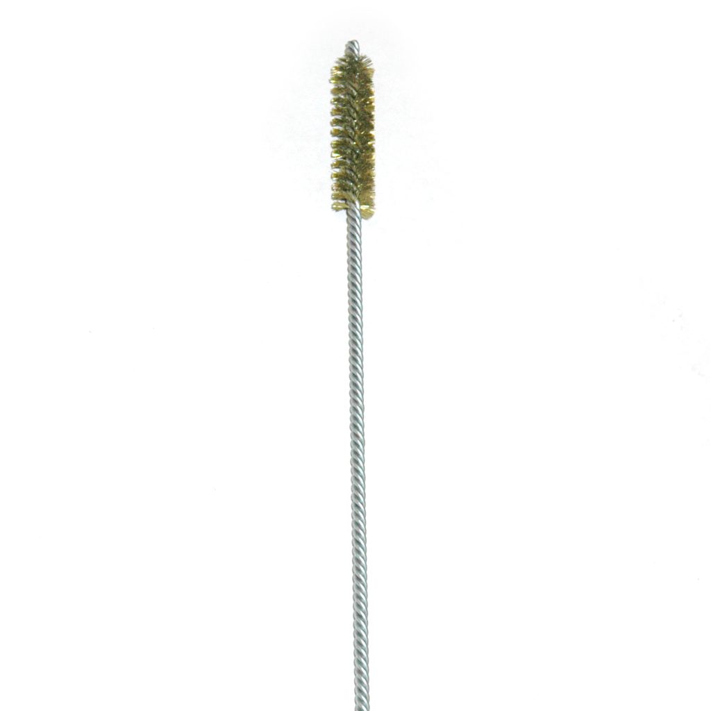 Brass Bristle, Power Driven (Double Spiral) Tube Brush, 1/2" Brush Diameter, 12" Length