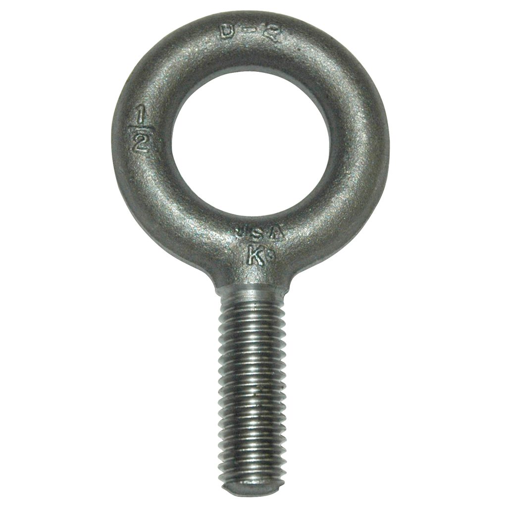 Eyebolt, 2,400 lb. Capacity, Standard, Non-Shouldered, Forged Steel, 1/2"-13 Thread Size