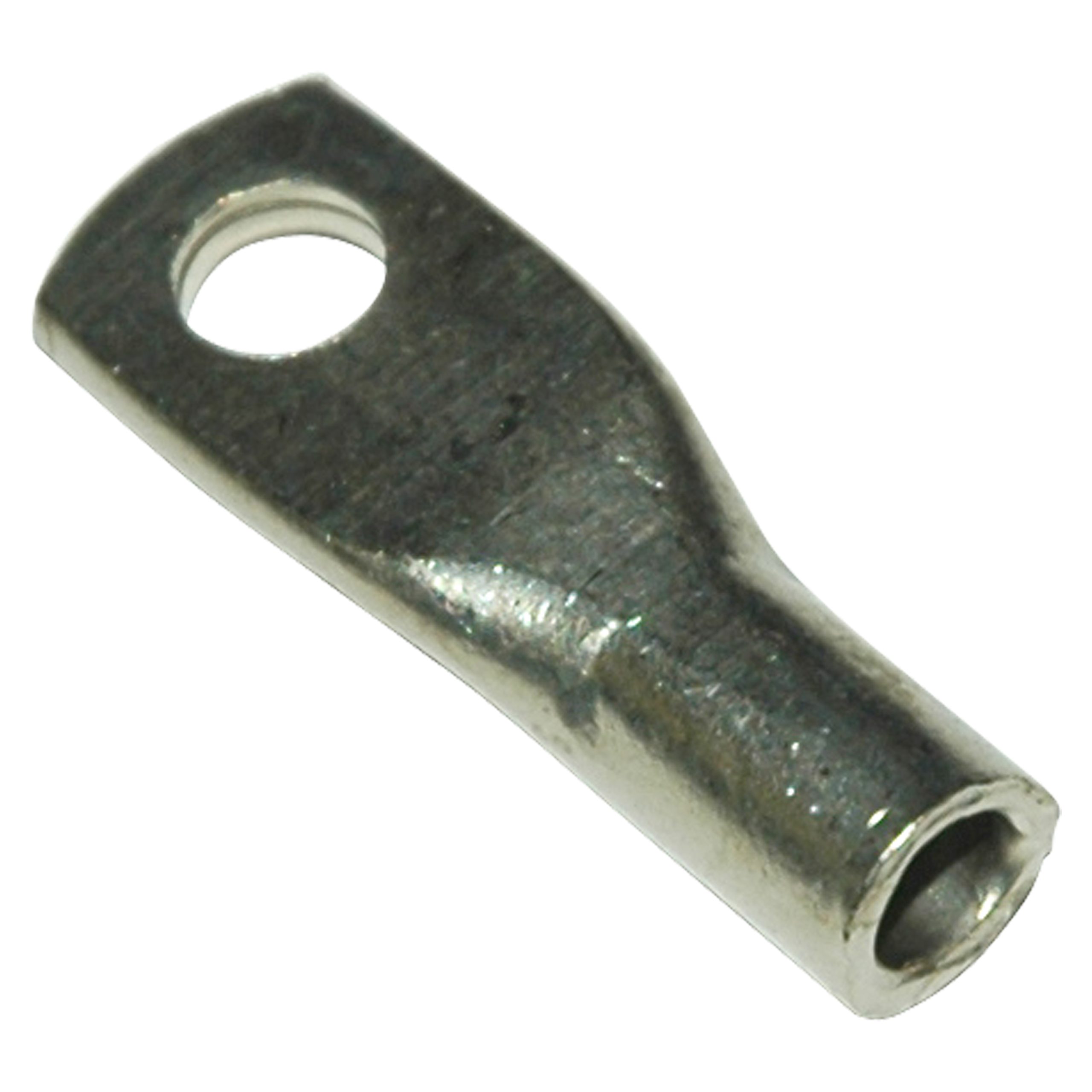 Wire Connector Lug, #8 Wire Size, #10 Stud Size, Crimp On, Nickel Plated - Image 1