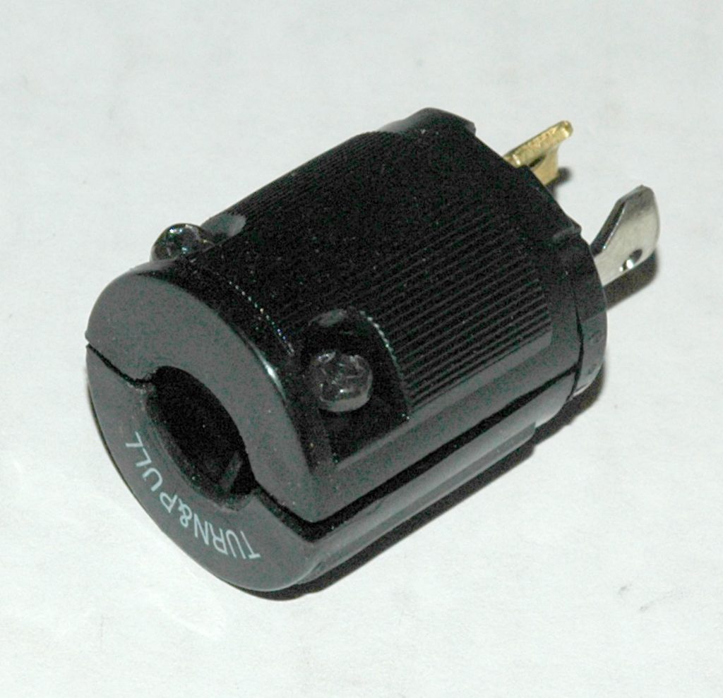 Hubbell Midget Twist Lock Plug, Current Rating 15 Amps, Voltage Rating 125 Volts