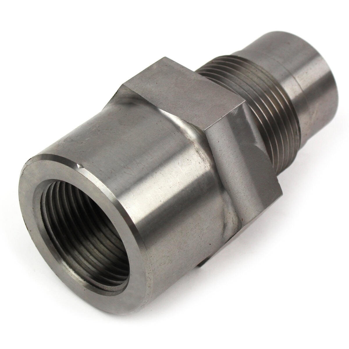Nozzle Thread Adapter, 1-1/4"-12 Male Thd 3/4" RO,1-5/8" Thd Length, 1-3/4"-8 Female Thd, 3/4" RO - Image 1
