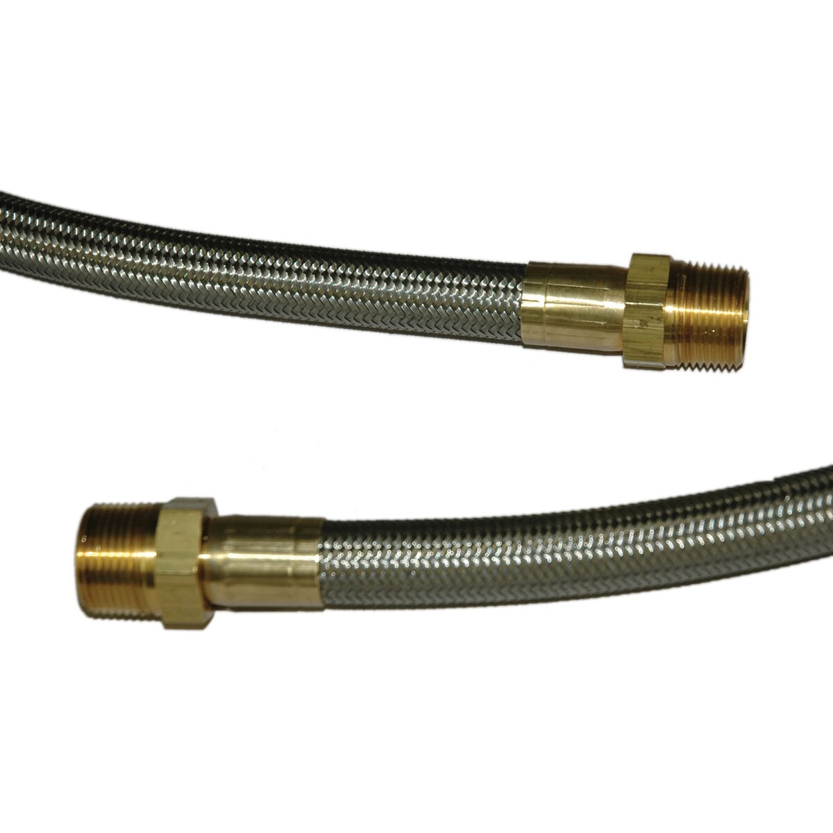 Hose, High Heat Resistant, PTFE, 6' Long, Swaged 3/4" Male NPT Fittings on Both Ends - Image 1