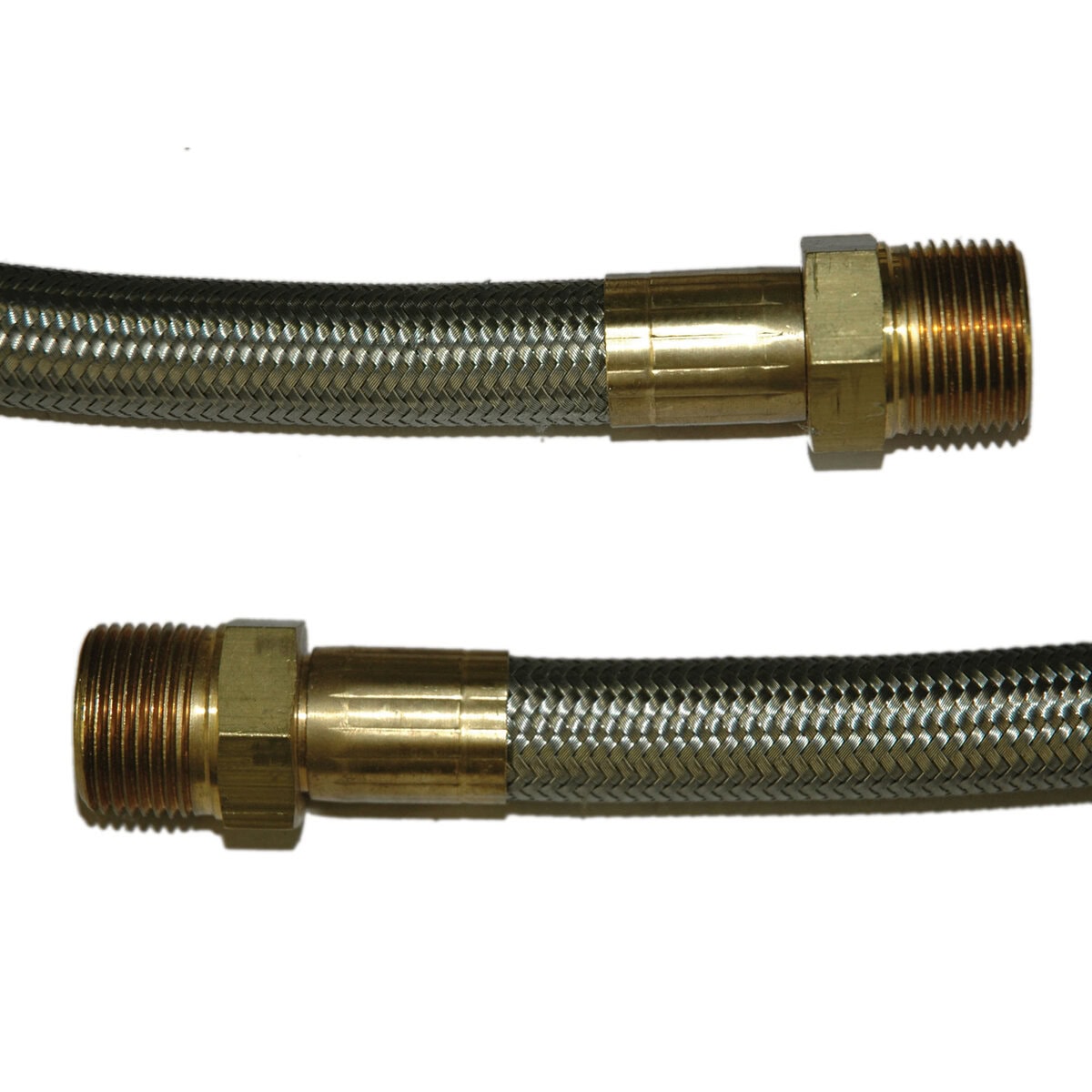 Hose, High Heat Resistant, PTFE, 12' Long, Swaged 3/4" Male NPT Fittings on Both Ends - Image 1