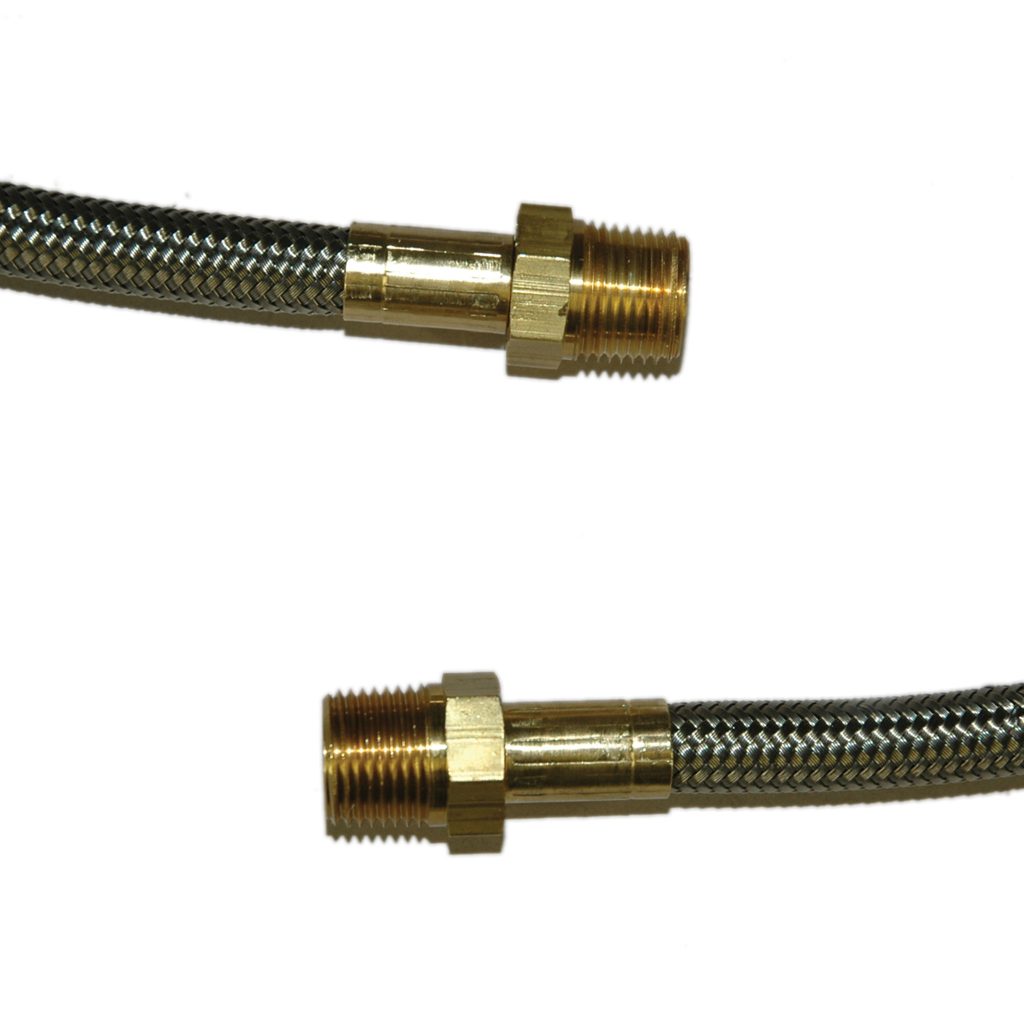 Hose, High Heat Resistant, PTFE, 4' Long, Swaged 3/8" Male NPT Fittings on Both Ends