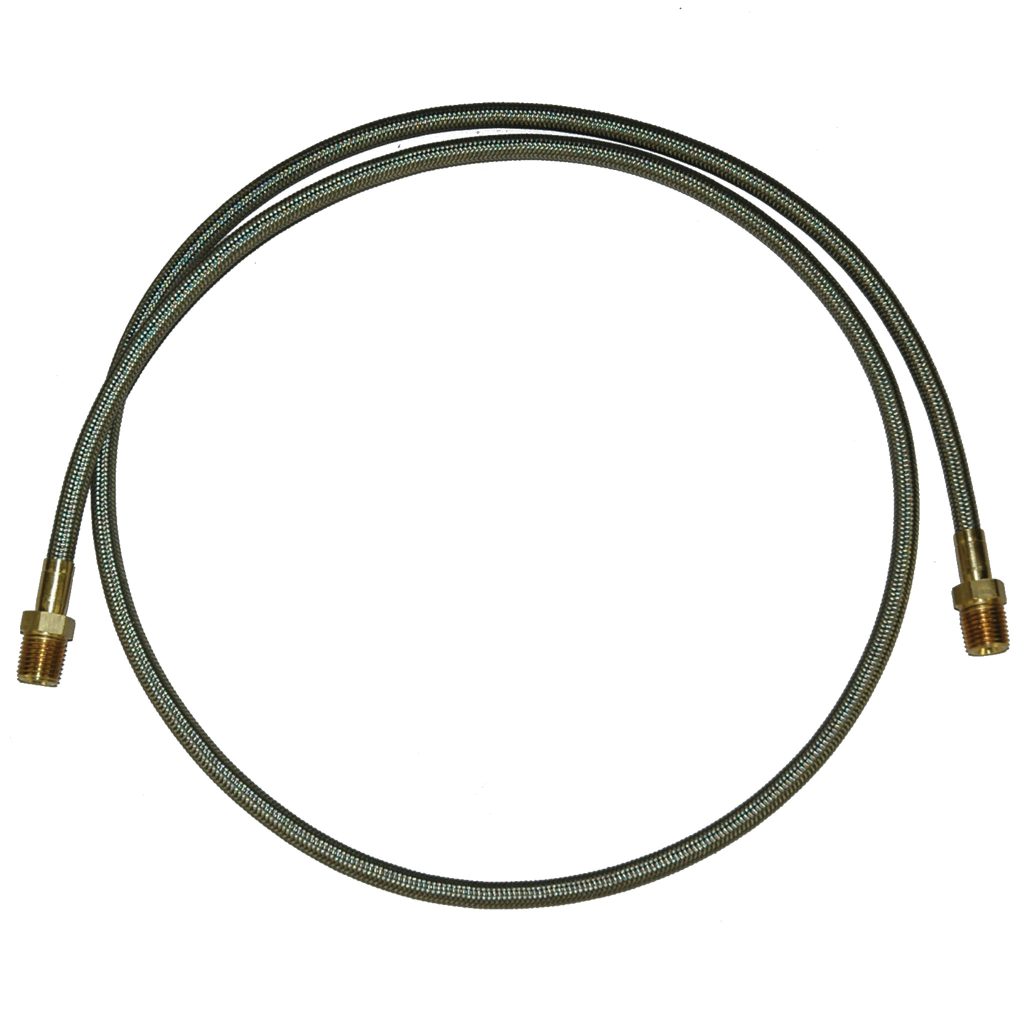 Hose, High Heat Resistant, PTFE, 4' Long, Swaged 1/4" Male NPT Fittings on Both Ends