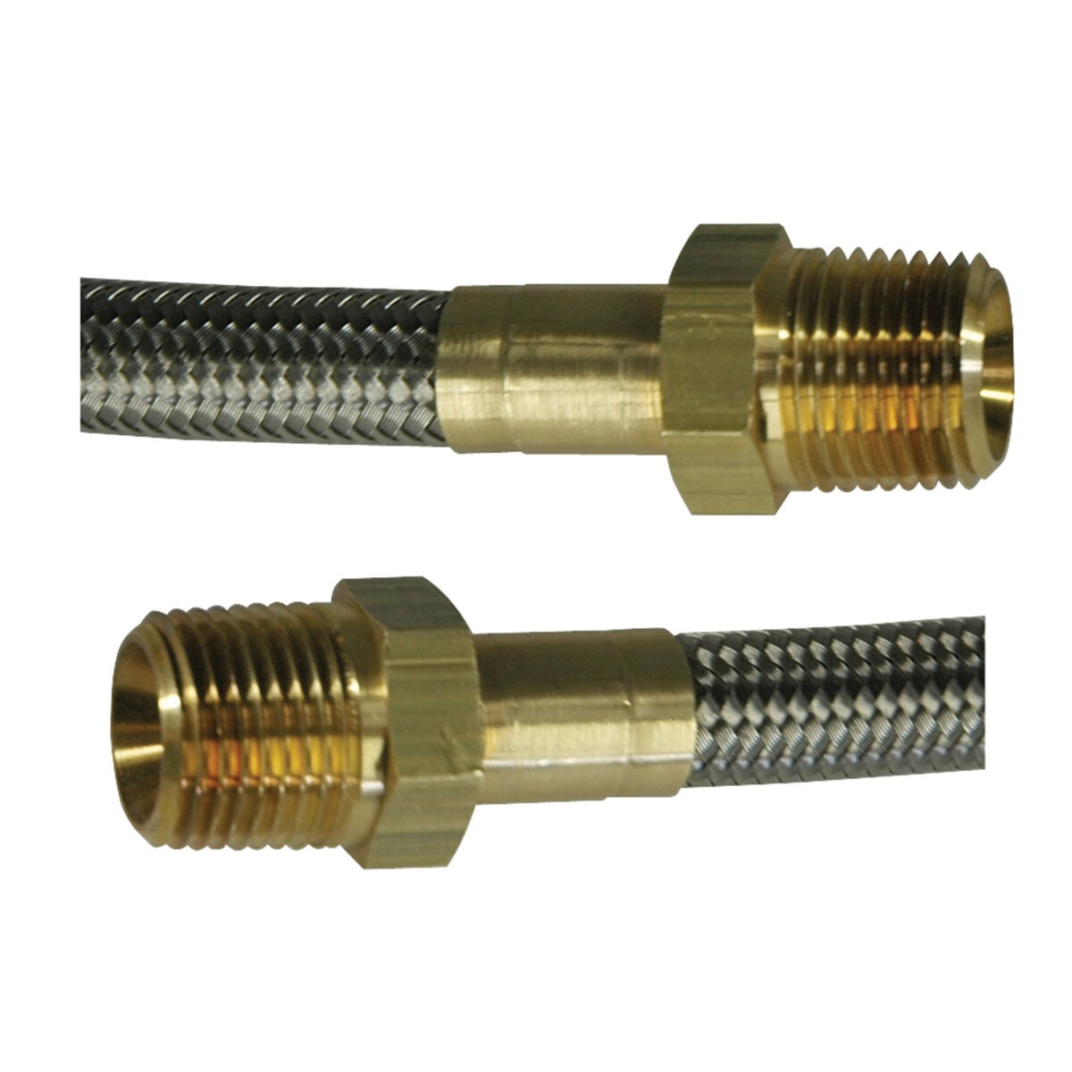 Hose, High Heat Resistant, PTFE, 8' Long, Swaged 1/2" Male NPT Fittings on Both Ends - Image 1