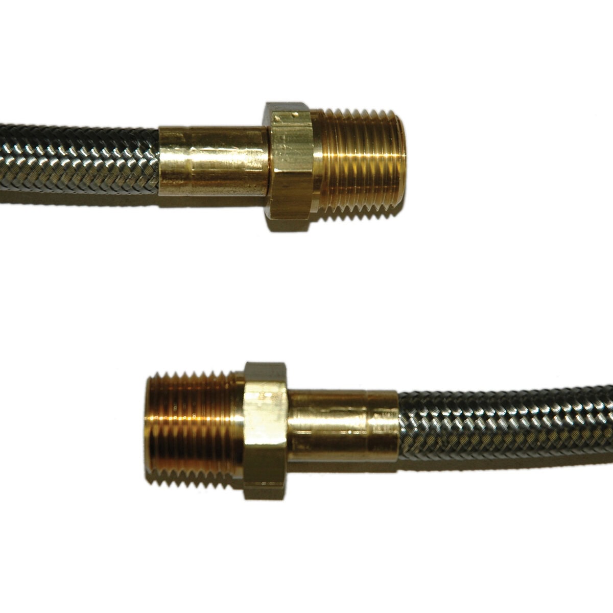 Hose, High Heat Resistant, PTFE, 10' Long, Swaged 1/2" Male NPT Fittings on Both Ends - Image 1