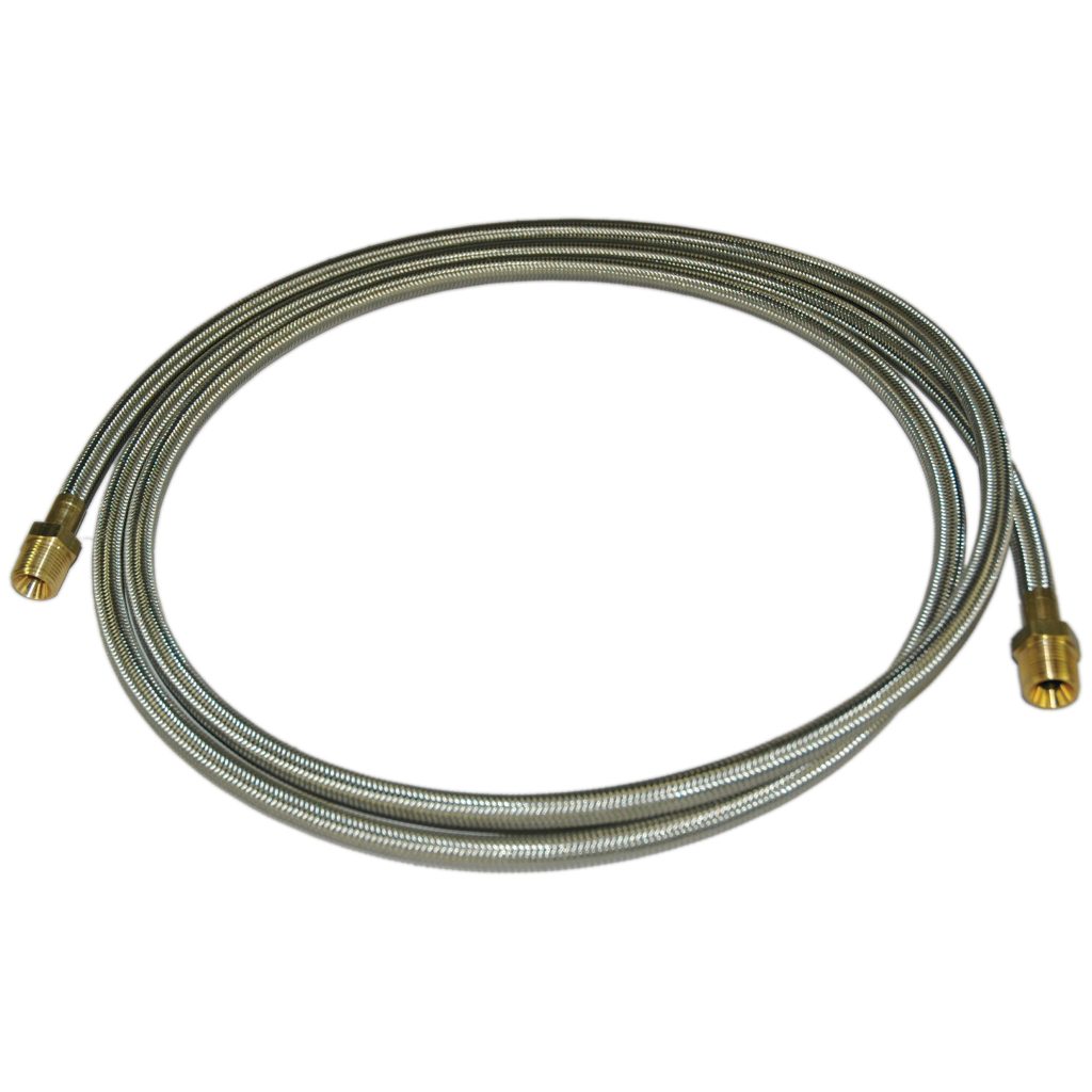 Hose, High Heat Resistant, PTFE, 10' Long, Swaged 1/2" Male NPT Fittings on Both Ends