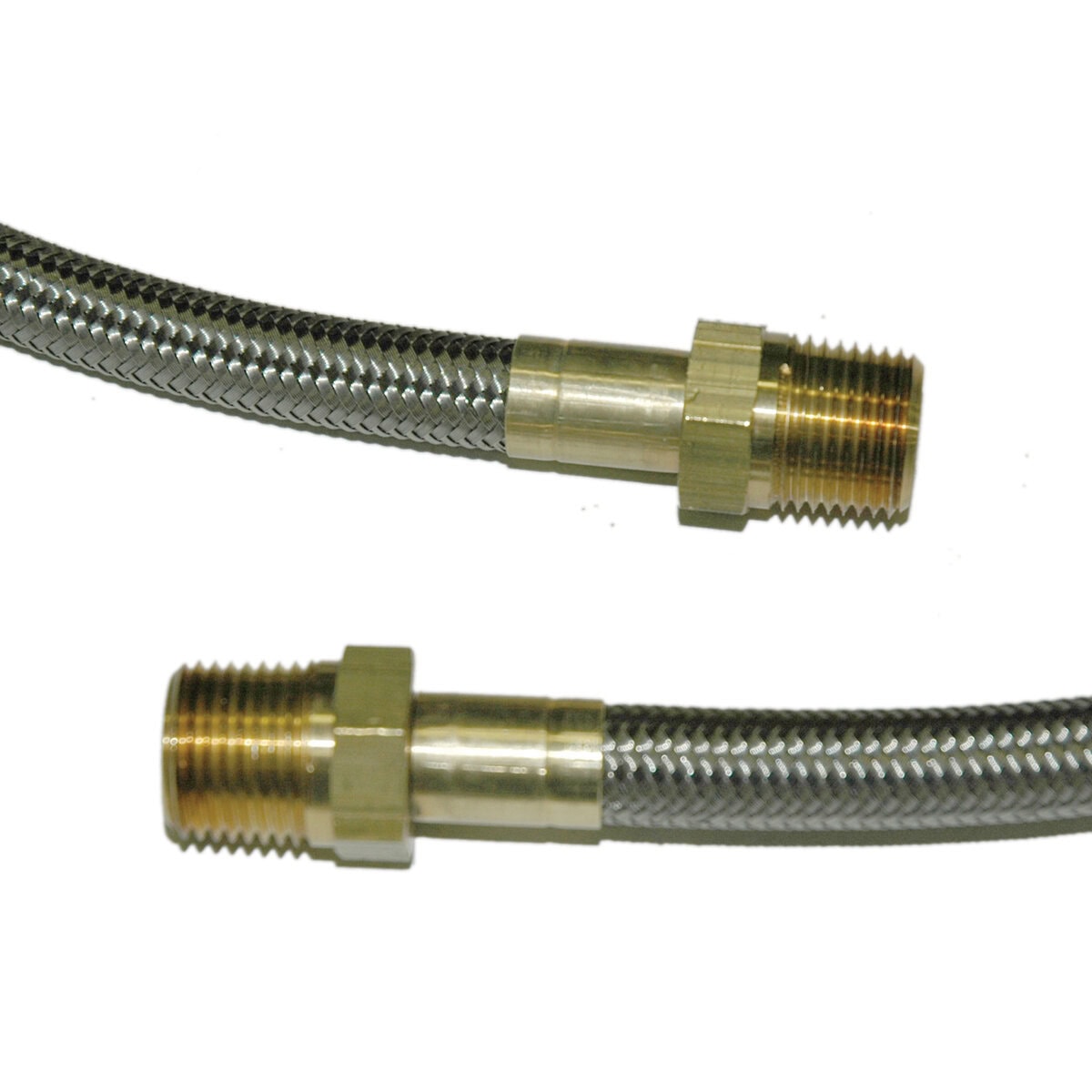 Hose, High Heat Resistant, PTFE, 4' Long, Swaged 1/2" Male NPT Fittings on Both Ends - Image 1