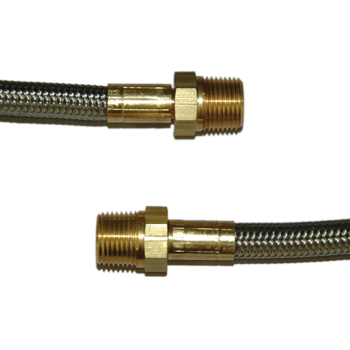 Hose, High Heat Resistant, PTFE, 12' Long, Swaged 3/8" Male NPT Fittings on Both Ends - Image 1