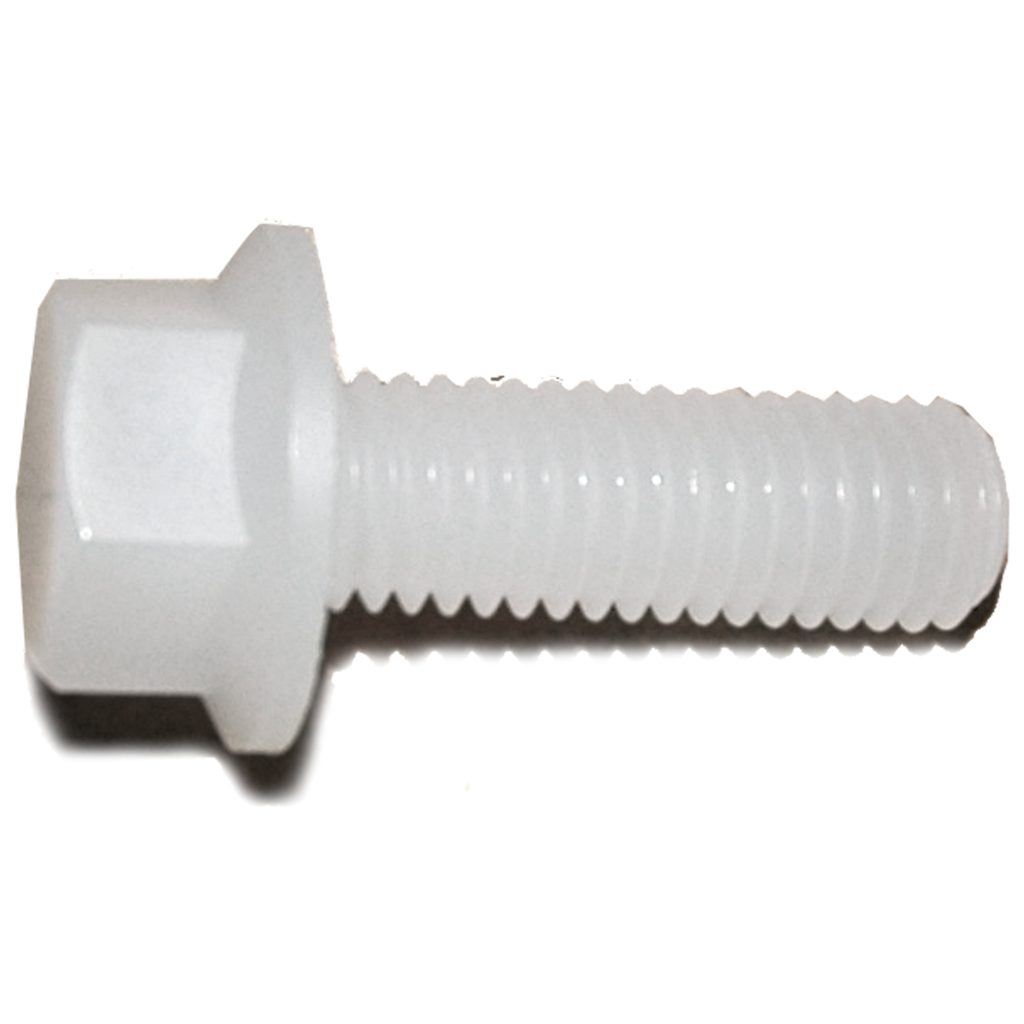Hex Head Cap Screw, Flanged, 1/2"-13 x 1-1/2", Fully Threaded, Polypropylene, or Equivalent