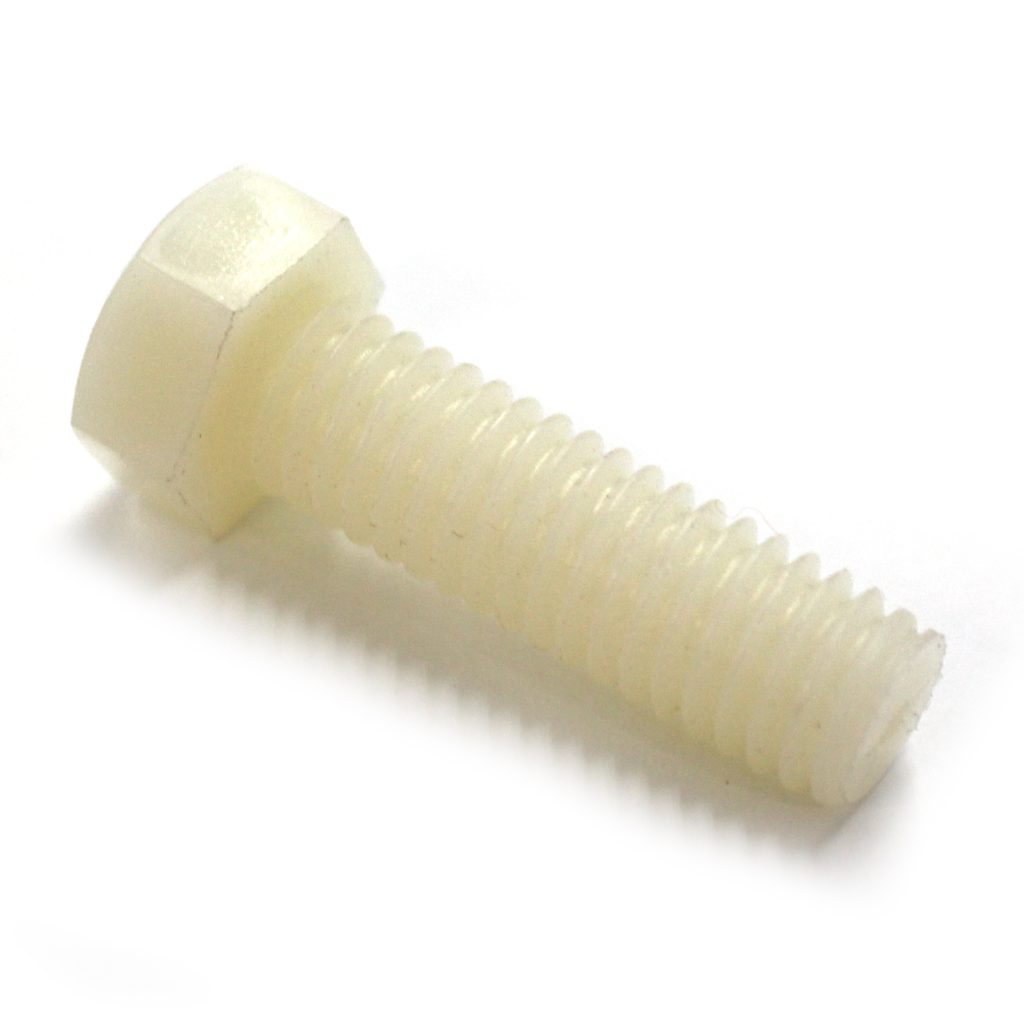 Screw, Hex Head Cap Screw, 3/8"-16 Thread, 1-1/4" Long, Nylon or Equivalent