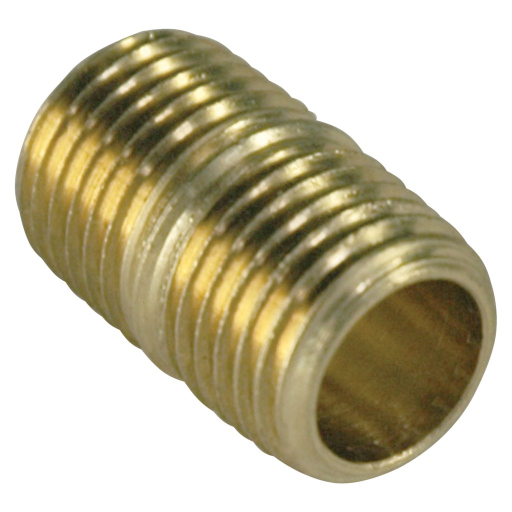 Pipe Nipple, 1/4" NPT, Close, Brass