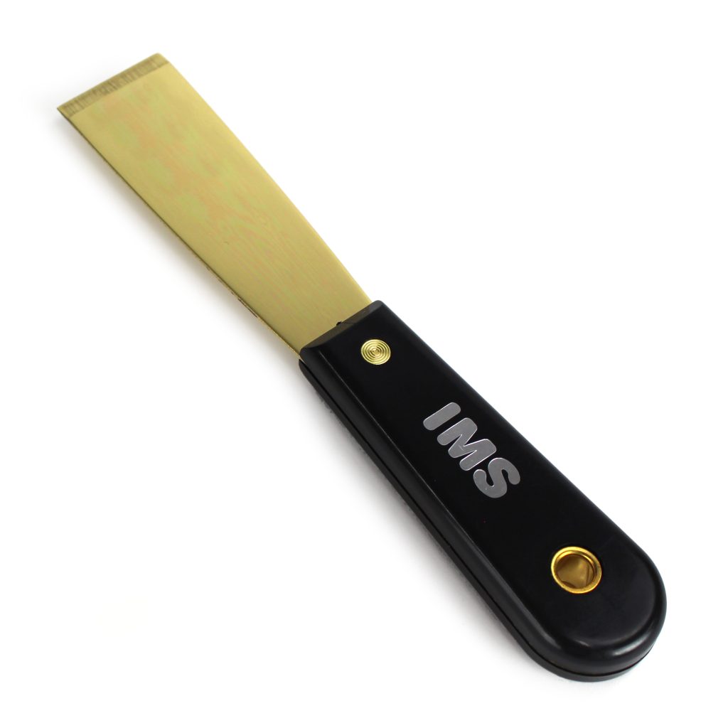 Brass Scraper with Handle, Flat, 1-1/4" Blade Width, 7-3/4" Overall Length.
