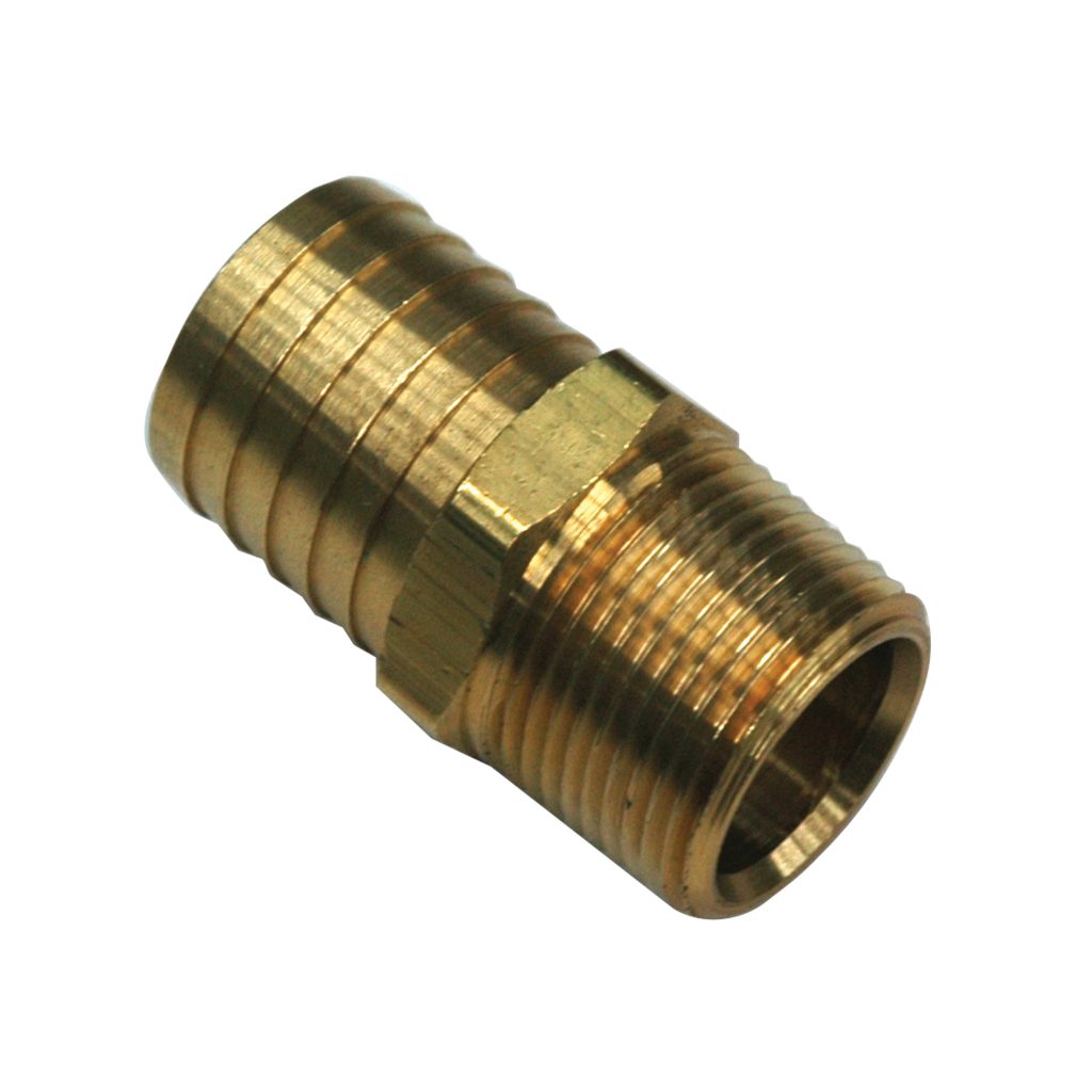 Hose Barb, 1-1/4" Inside Diameter Hose, 1" Male NPT, Straight, Brass.