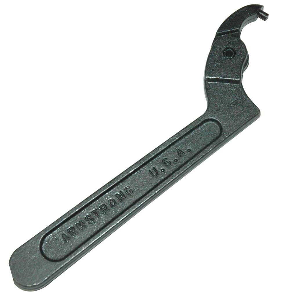 Spanner Wrench, Adjustable 3/4" to 2", 3/16" Pin Diameter, 6-3/8" Overall Length