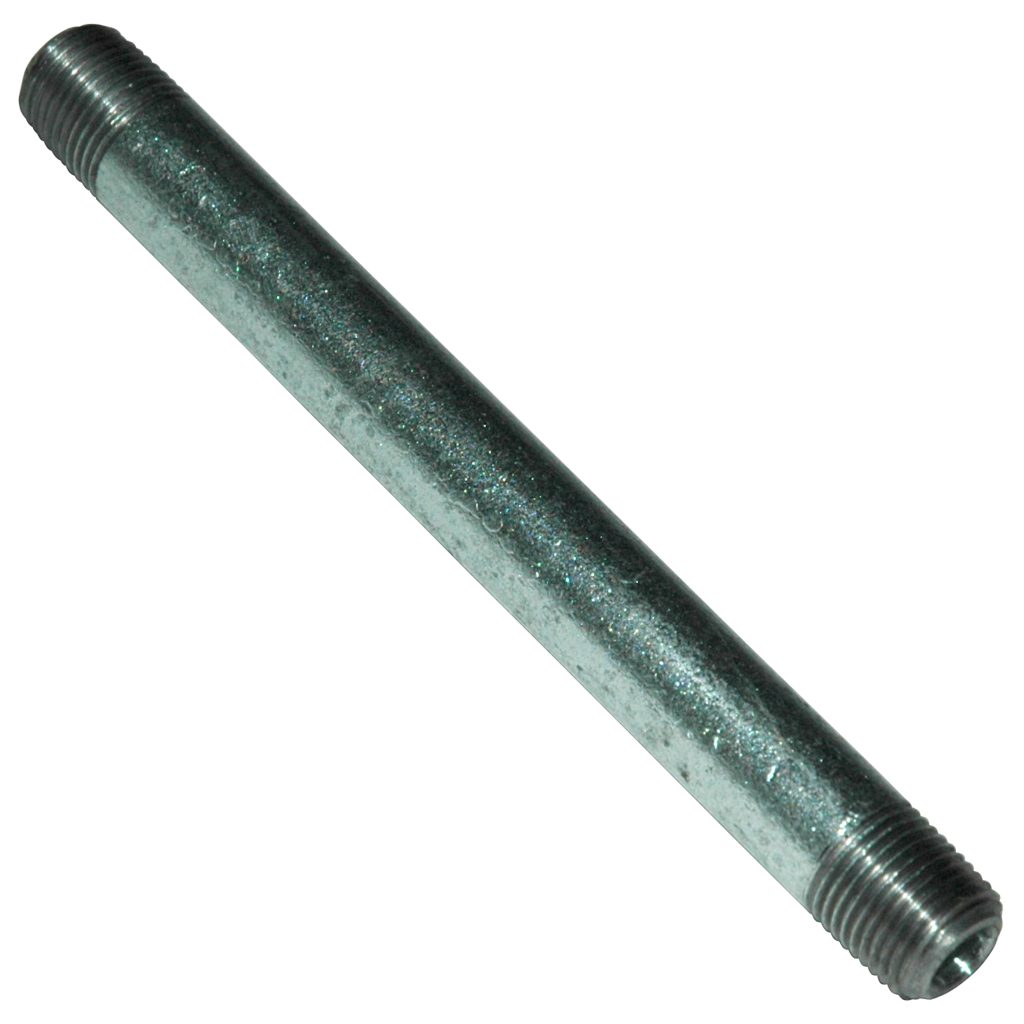 Pipe Nipple, 1/8" NPT, 3" Length, Galvanized Steel