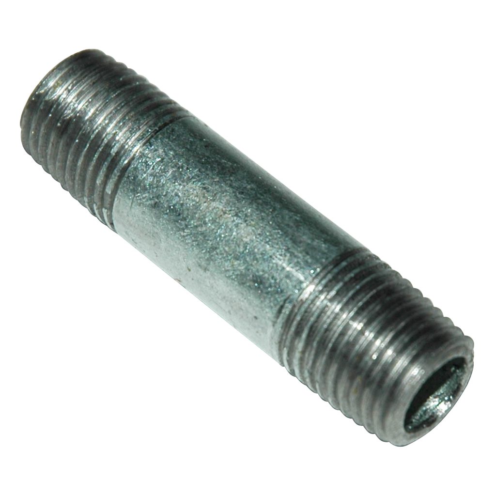 Pipe Nipple, 1/4" NPT, 2" Length, Galvanized Steel
